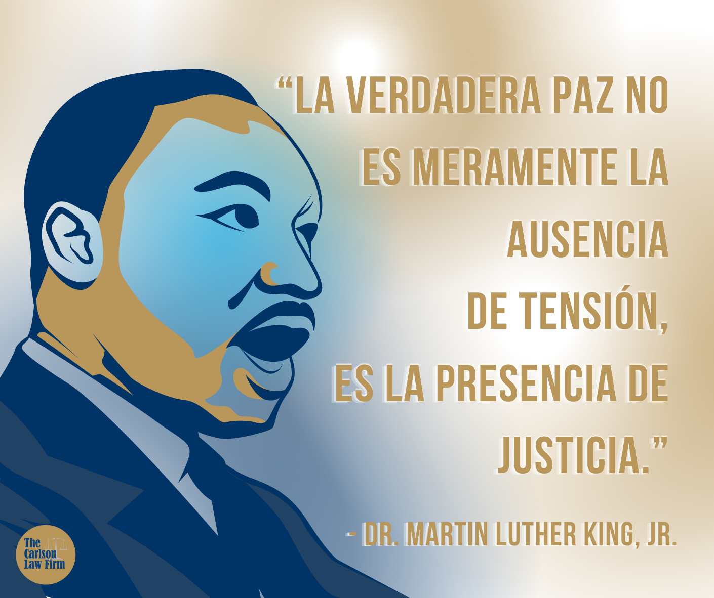 Cita 3 de MLK: “La verdadera paz no es simplemente la ausencia de tensión; es la presencia de la justicia.”
