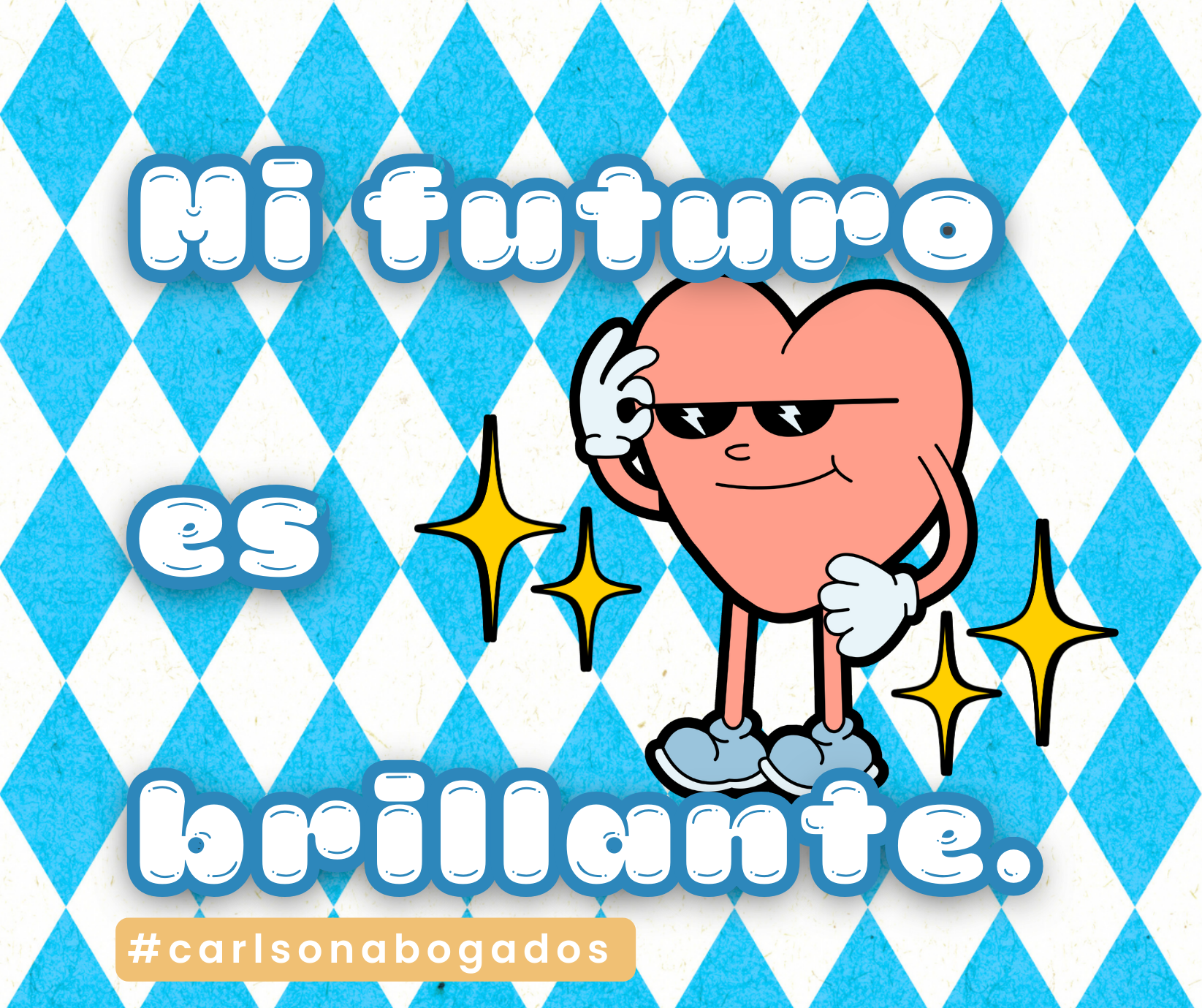 afirmaciones positivas para la salud mental juvenil, diseño retro con una caricatura de corazon. el mensaje lee, "Mi futuro es brillante"