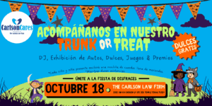 celebrar halloween 2025 en Temple Trunk-or-Treat de Carlson Cares en The Carlson Law Firm
