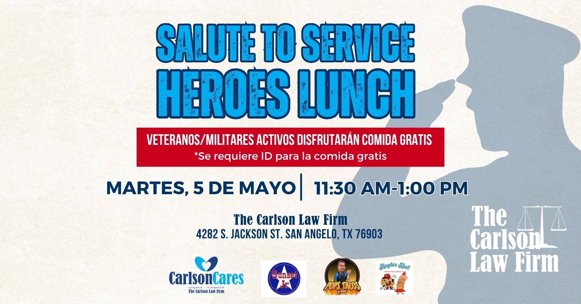 The Carlson Law Firm celebra comida gratuita para militares de San Ángelo