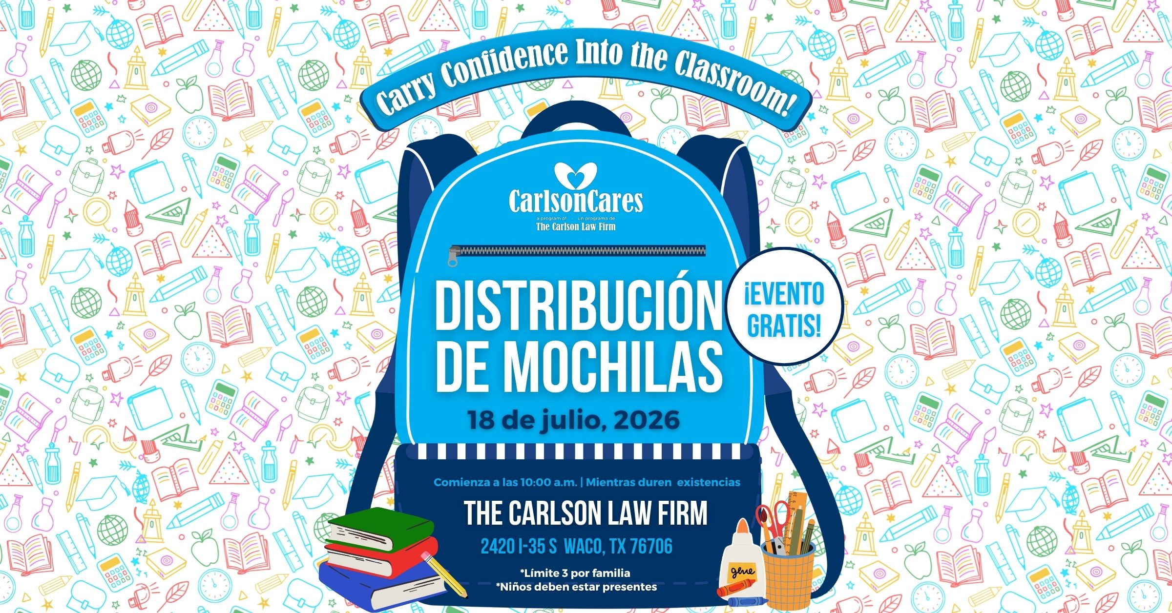 distribución de mochilas y efectos escolares gratis en Waco 2026