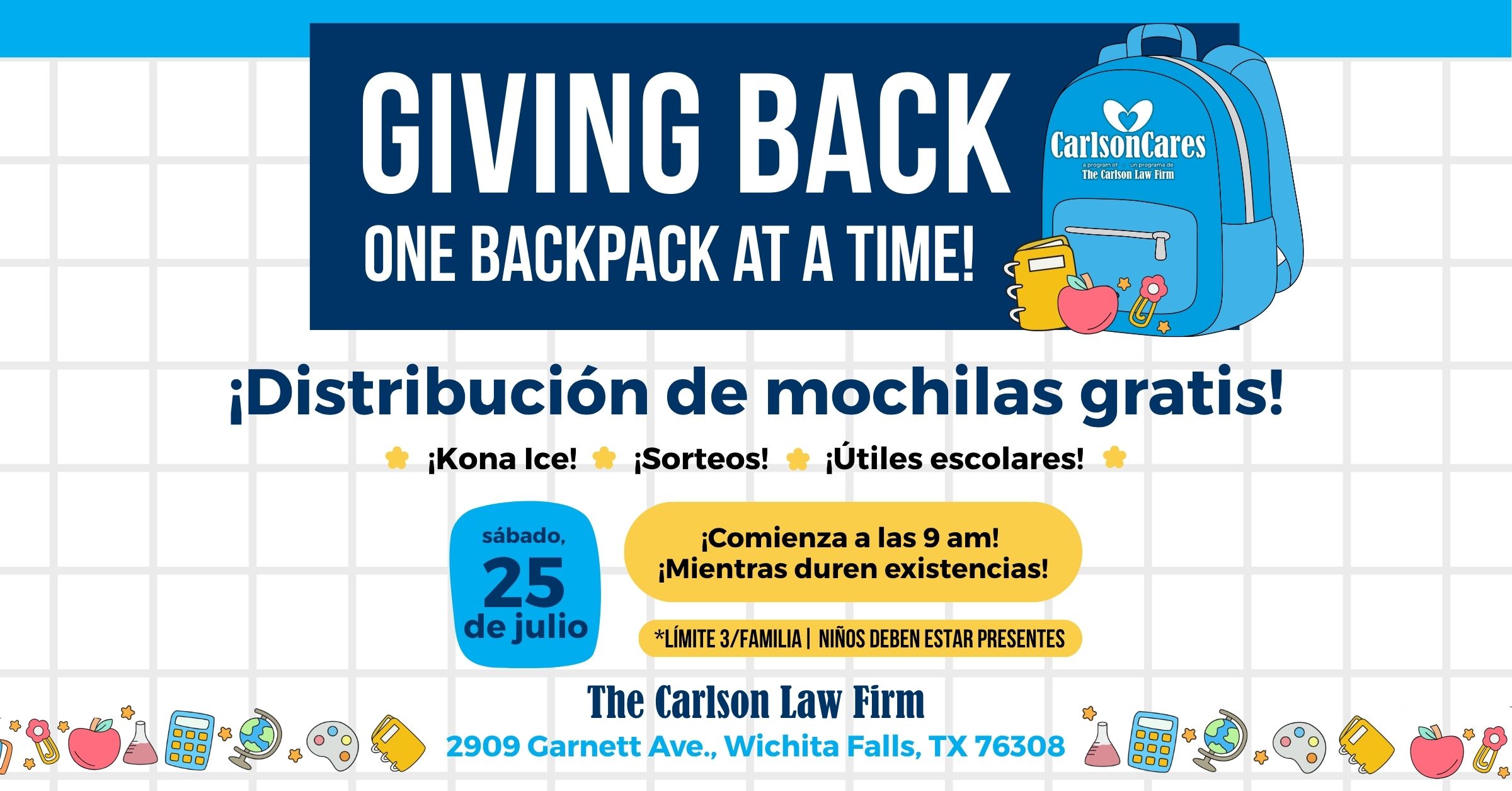 distribución anual de mochilas en Wichita Falls 2026