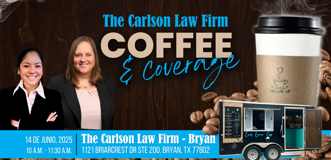 Carlson Law Firm col;abora con cafetería local para brindar café gourmet gratis y revisiones de pólizas de aseguranzas gratuitas