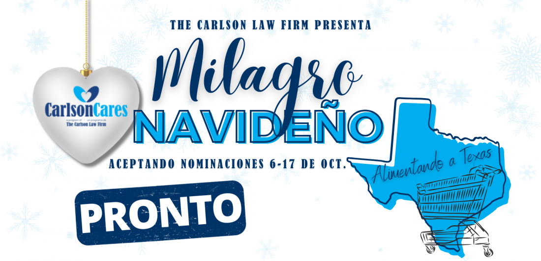 Nominaciones para Alimentando a Texas del Milagro Navideño de Carlson 2025 correrán del 6-17 de octubre de 2025, Milagro Navideño de Carlson nominaciones, sorteo Alimentando a Texas, nominar familia para ayuda navideña, tarjeta de regalo HEB $500 Texas, ayuda alimentaria navideña Texas, nominaciones abiertas Carlson Cares, apoyo comunitario The Carlson Law Firm