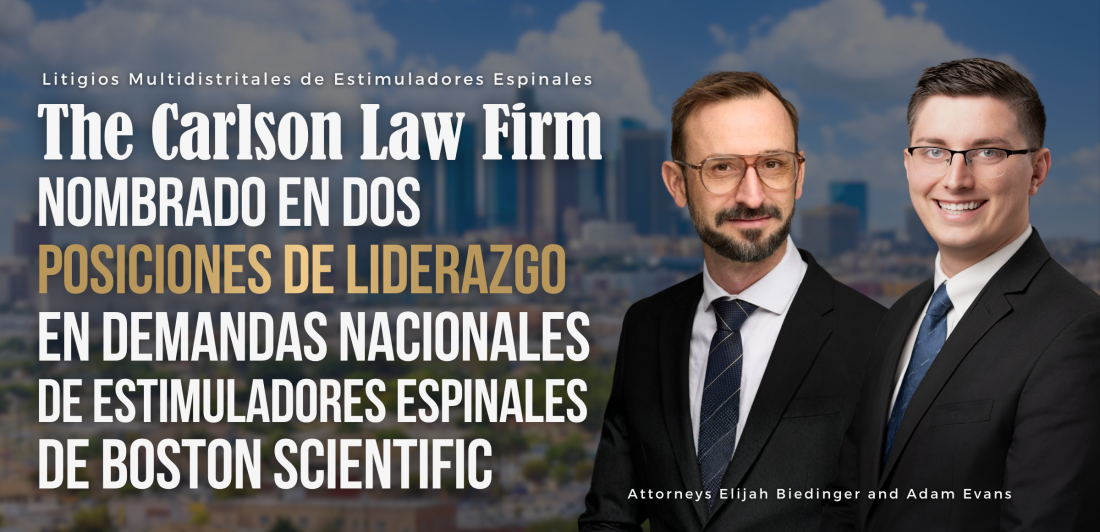 abogados Adam Evans y Elijah Biedinger en liderazgo de demandas de estimuladores espinales de Boston Scientific