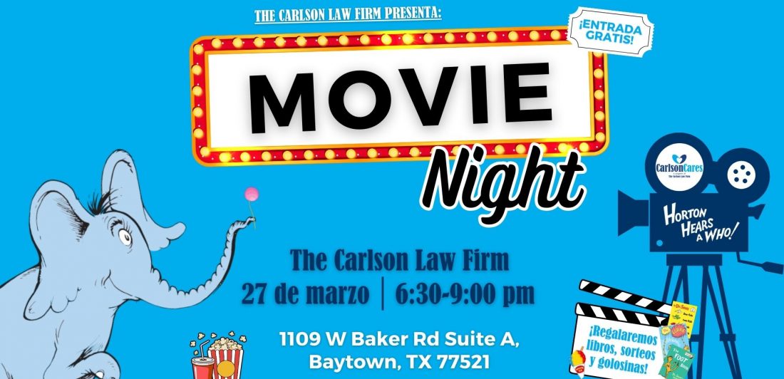 Carlson Cares Movie Night Noche de Cine Comunitario en Baytown es un evento familiar gratis