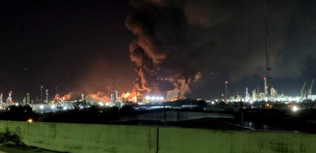 ExxonMobil oil refinery explosion in Baytown, Texas.