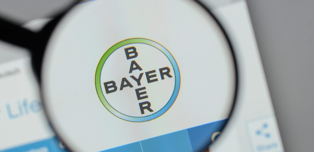 Milan, Italy - August 10, 2017: Bayer
 logo on the website homepage.