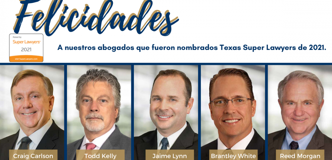 The Carlson Law Firm se complace en anunciar que cinco de nuestros abogados han sido nombrados Super Lawyers para 2020.